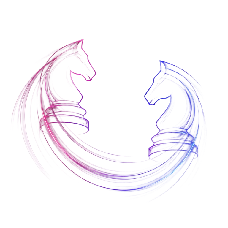 Abstract chess figures representing competitors